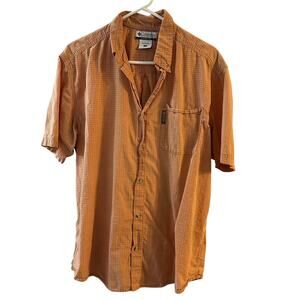 Columbia Checkered S/S Button Up Men's Orange Sportswear Size Large‎